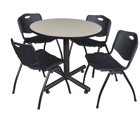 Regency Kobe 30 in. Square XBase Breakroom Table 4 M Stack Chairs