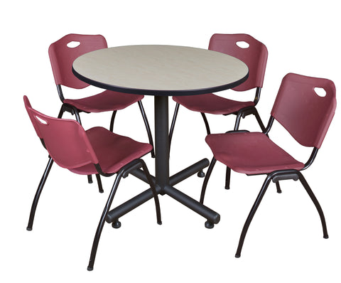 Regency Kobe 30 in. Square XBase Breakroom Table 4 M Stack Chairs