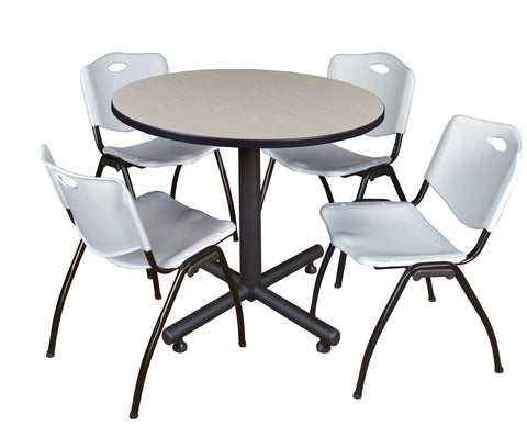 Regency Kobe 30 in. Square XBase Breakroom Table 4 M Stack Chairs
