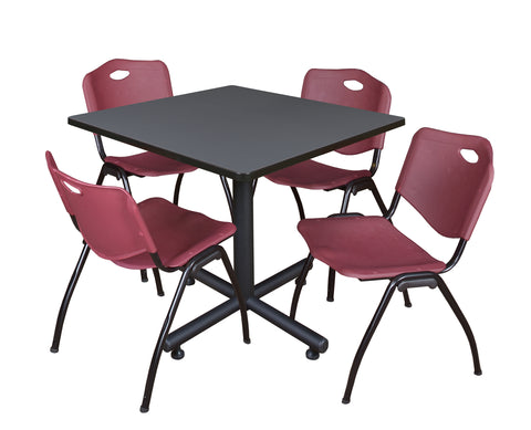 Regency Kobe 30 in. Square XBase Breakroom Table 4 M Stack Chairs