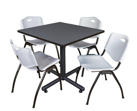 Regency Kobe 30 in. Square XBase Breakroom Table 4 M Stack Chairs