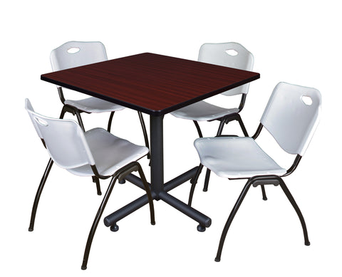 Regency Kobe 30 in. Square XBase Breakroom Table 4 M Stack Chairs