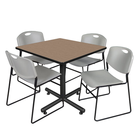 Regency Kobe 30 in. Square XBase Breakroom Table 4 Zeng Stack Chairs
