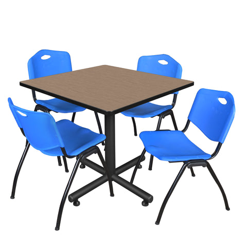 Regency Kobe 30 in. Square XBase Breakroom Table 4 M Stack Chairs
