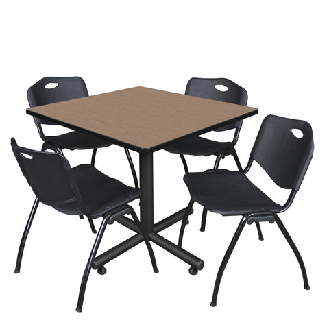 Regency Kobe 30 in. Square XBase Breakroom Table 4 M Stack Chairs