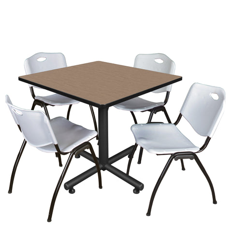 Regency Kobe 30 in. Square XBase Breakroom Table 4 M Stack Chairs