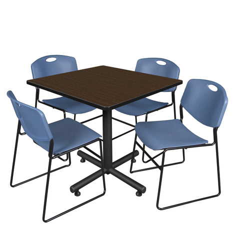 Regency Kobe 30 in. Square XBase Breakroom Table 4 Zeng Stack Chairs