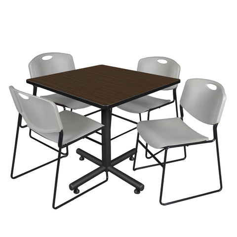 Regency Kobe 30 in. Square XBase Breakroom Table 4 Zeng Stack Chairs