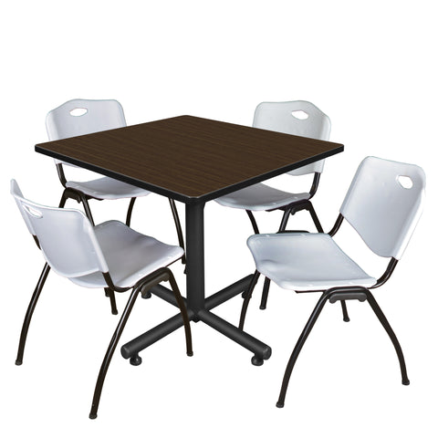 Regency Kobe 30 in. Square XBase Breakroom Table 4 M Stack Chairs