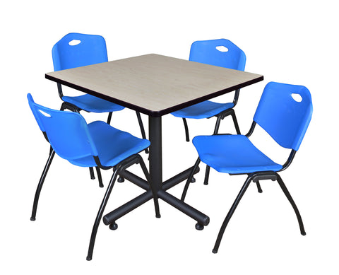 Regency Kobe 30 in. Square XBase Breakroom Table 4 M Stack Chairs