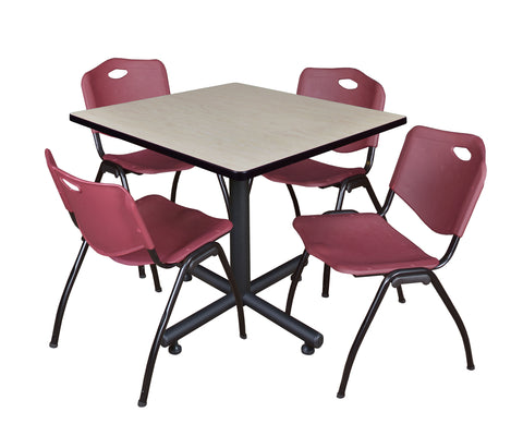 Regency Kobe 30 in. Square XBase Breakroom Table 4 M Stack Chairs