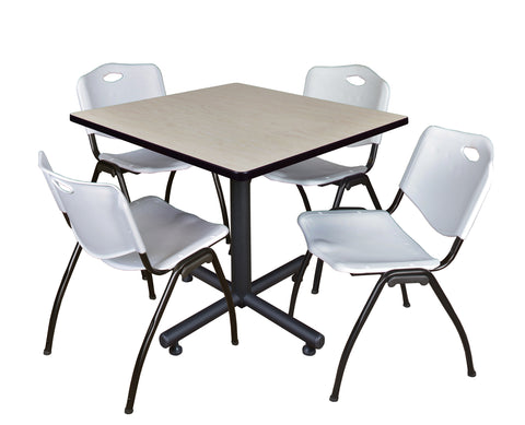 Regency Kobe 30 in. Square XBase Breakroom Table 4 M Stack Chairs