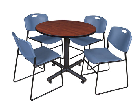 Regency Kobe 30 in. Square XBase Breakroom Table 4 Zeng Stack Chairs