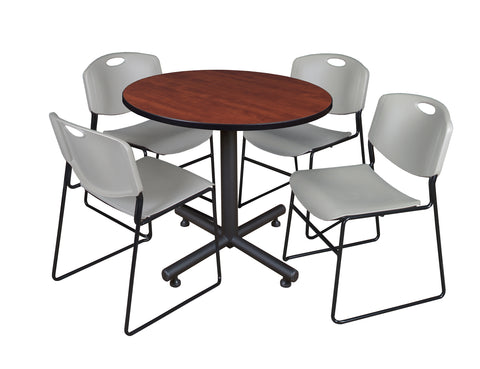 Regency Kobe 30 in. Square XBase Breakroom Table 4 Zeng Stack Chairs