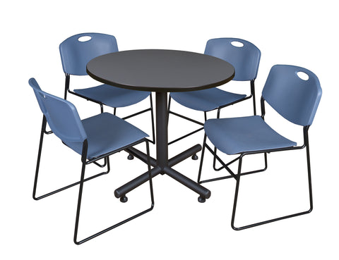 Regency Kobe 30 in. Square XBase Breakroom Table 4 Zeng Stack Chairs