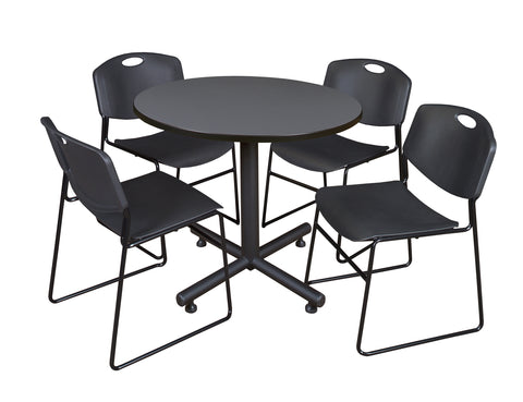 Regency Kobe 30 in. Square XBase Breakroom Table 4 Zeng Stack Chairs