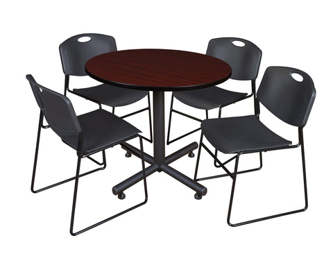 Regency Kobe 30 in. Square XBase Breakroom Table 4 Zeng Stack Chairs