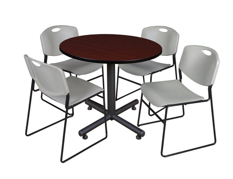 Regency Kobe 30 in. Square XBase Breakroom Table 4 Zeng Stack Chairs