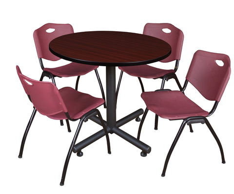 Regency Kobe 30 in. Square XBase Breakroom Table 4 M Stack Chairs