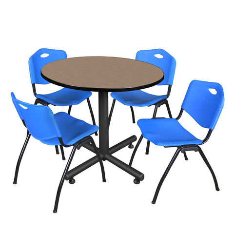 Regency Kobe 30 in. Square XBase Breakroom Table 4 M Stack Chairs