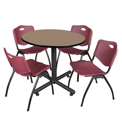 Regency Kobe 30 in. Square XBase Breakroom Table 4 M Stack Chairs