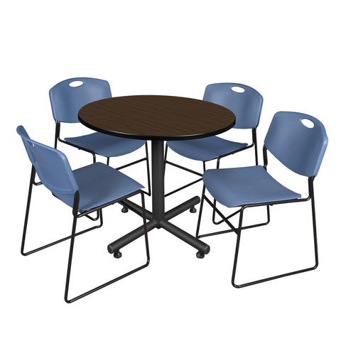 Regency Kobe 30 in. Square XBase Breakroom Table 4 Zeng Stack Chairs