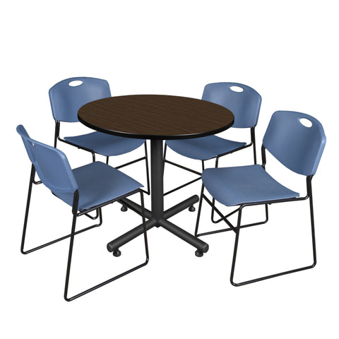 Neo Walnut / Blue / 42 x 42 Round