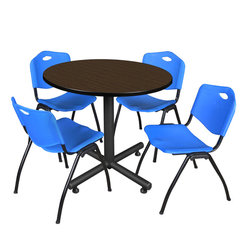 Regency Kobe 30 in. Square XBase Breakroom Table 4 M Stack Chairs