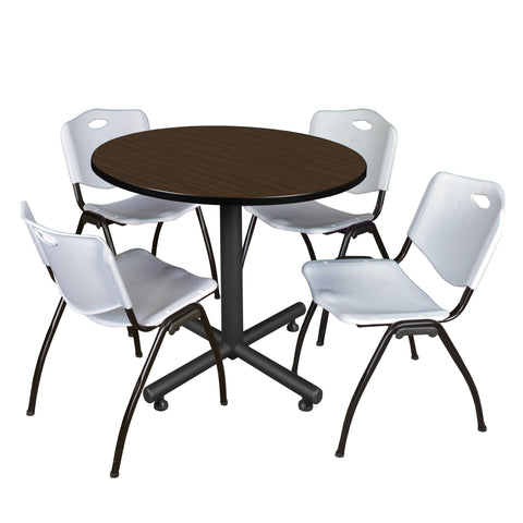 Regency Kobe 30 in. Square XBase Breakroom Table 4 M Stack Chairs