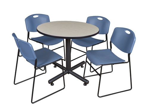 Regency Kobe 30 in. Square XBase Breakroom Table 4 Zeng Stack Chairs