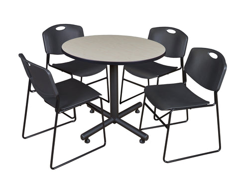 Regency Kobe 30 in. Square XBase Breakroom Table 4 Zeng Stack Chairs