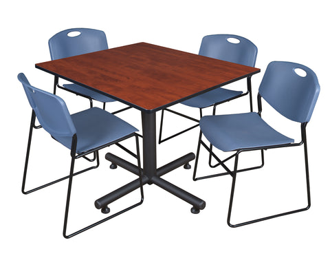 Regency Kobe 30 in. Square XBase Breakroom Table 4 Zeng Stack Chairs