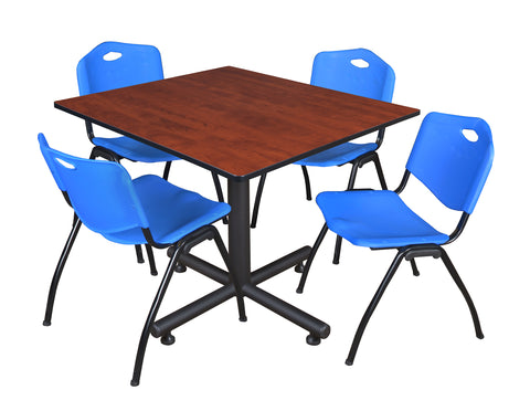 Regency Kobe 30 in. Square XBase Breakroom Table 4 M Stack Chairs