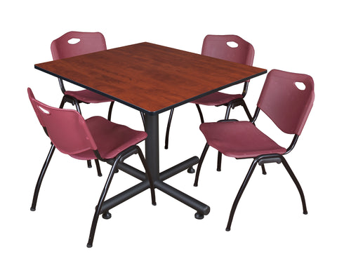 Regency Kobe 30 in. Square XBase Breakroom Table 4 M Stack Chairs