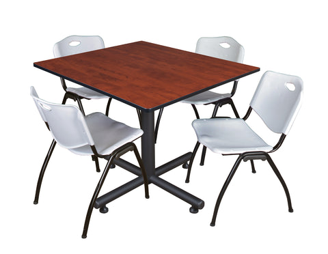 Regency Kobe 30 in. Square XBase Breakroom Table 4 M Stack Chairs