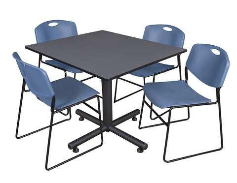 Regency Kobe 30 in. Square XBase Breakroom Table 4 Zeng Stack Chairs