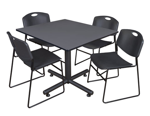 Regency Kobe 30 in. Square XBase Breakroom Table 4 Zeng Stack Chairs