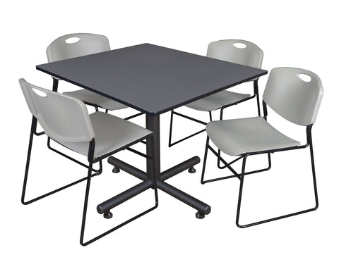 Regency Kobe 30 in. Square XBase Breakroom Table 4 Zeng Stack Chairs