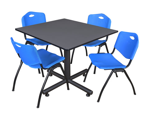 Regency Kobe 30 in. Square XBase Breakroom Table 4 M Stack Chairs