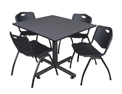 Regency Kobe 30 in. Square XBase Breakroom Table 4 M Stack Chairs
