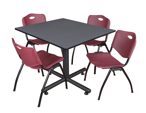 Regency Kobe 30 in. Square XBase Breakroom Table 4 M Stack Chairs