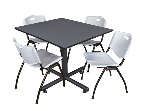 Regency Kobe 30 in. Square XBase Breakroom Table 4 M Stack Chairs