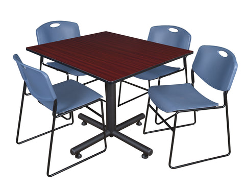 Regency Kobe 30 in. Square XBase Breakroom Table 4 Zeng Stack Chairs