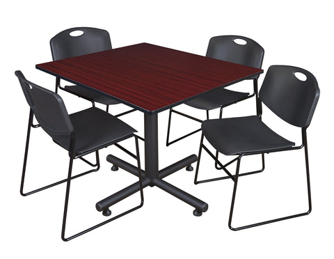 Regency Kobe 30 in. Square XBase Breakroom Table 4 Zeng Stack Chairs
