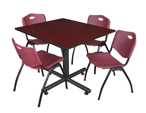 Regency Kobe 30 in. Square XBase Breakroom Table 4 M Stack Chairs