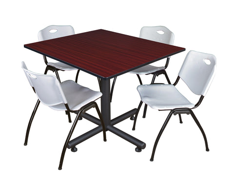 Regency Kobe 30 in. Square XBase Breakroom Table 4 M Stack Chairs