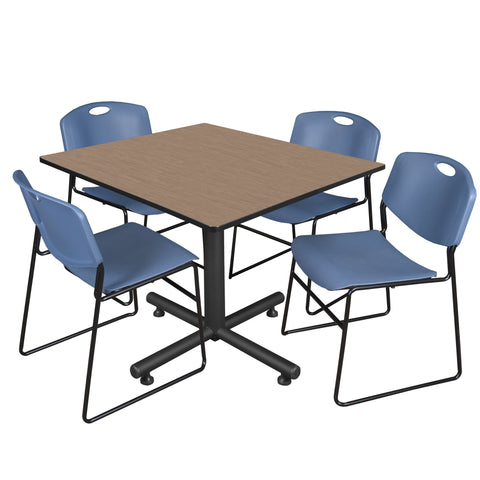 Regency Kobe 30 in. Square XBase Breakroom Table 4 Zeng Stack Chairs