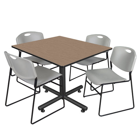 Regency Kobe 30 in. Square XBase Breakroom Table 4 Zeng Stack Chairs