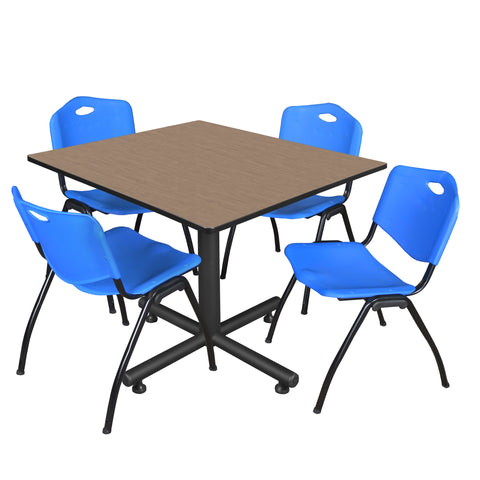 Regency Kobe 30 in. Square XBase Breakroom Table 4 M Stack Chairs