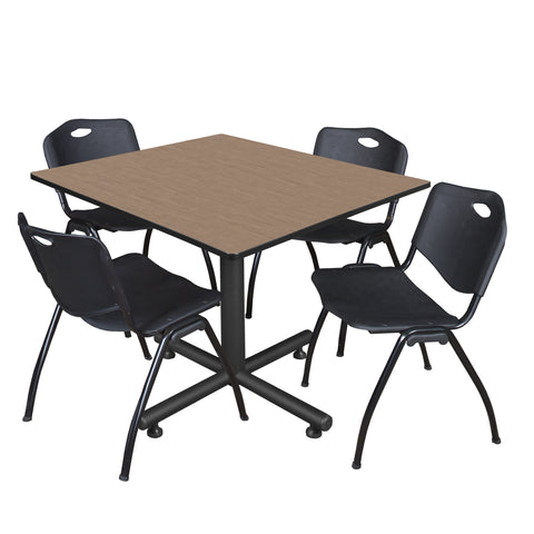 Regency Kobe 30 in. Square XBase Breakroom Table 4 M Stack Chairs